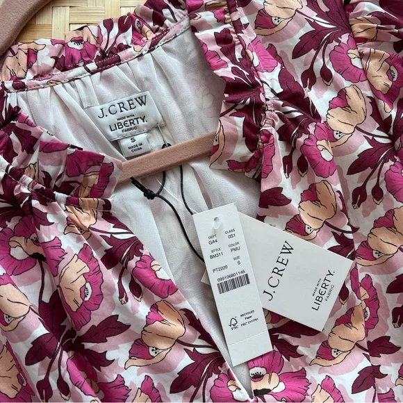 NWT J.Crew Liberty fabric smock waist midi dress butterfield‎ floral print - Picture 4 of 10